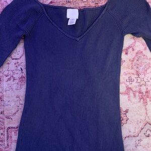 H&M Crop Tops | Long Sleeve Ribbed Top | Color: gray | Size: M